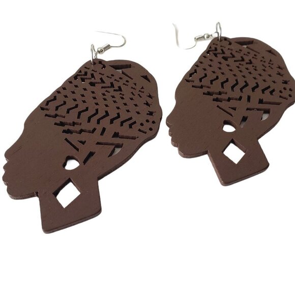 Bohemian Wooden Drop Lightweight Dangle Earrings - Picture 4 of 8